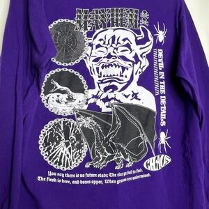 Vitriol Chaos T-Shirt Mayhem‎ Long Sleeve Purple Gothic Skater Mens M